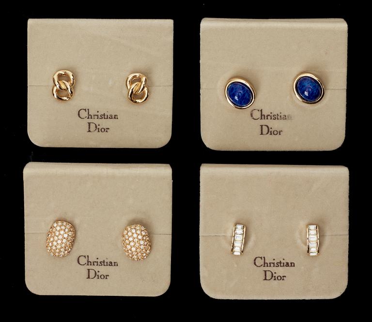 A set of 4 pairs of 1980s earrings by Christian Dior.