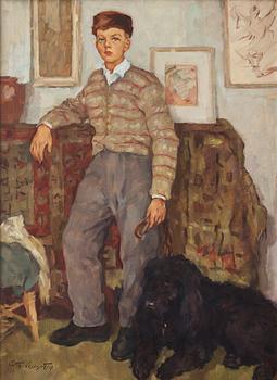 507. Lotte Laserstein, Boy with dog.