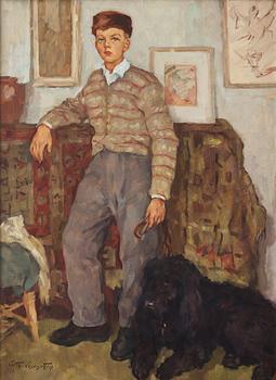 507. Lotte Laserstein, Boy with dog.