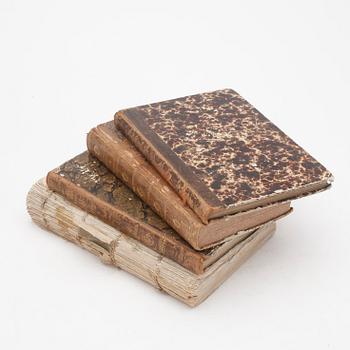 PARTI BÖCKER, 4 st, "Fredmans epistlar", dikter av Vetalis, matsvampar och matematik, 1800-tal.