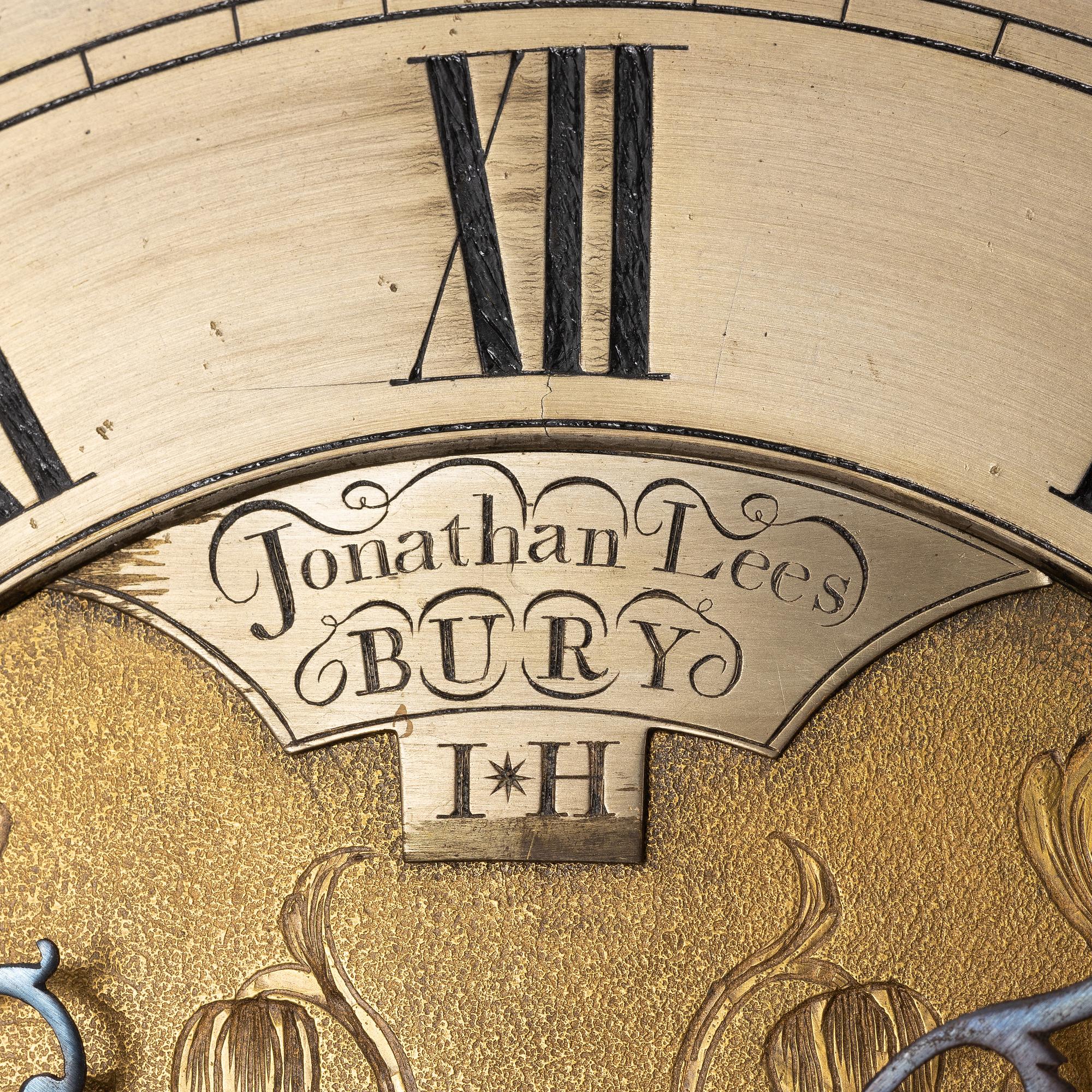 Longcase clock, mid 18th century, by Jonathan Lees, Bury, (c. 1730-1785).