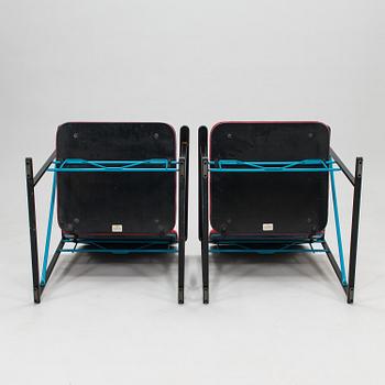 A pair of 1980s A500-series Armchairs and an ottoman by Yrjö Kukkapuro, Avarte, Finland.