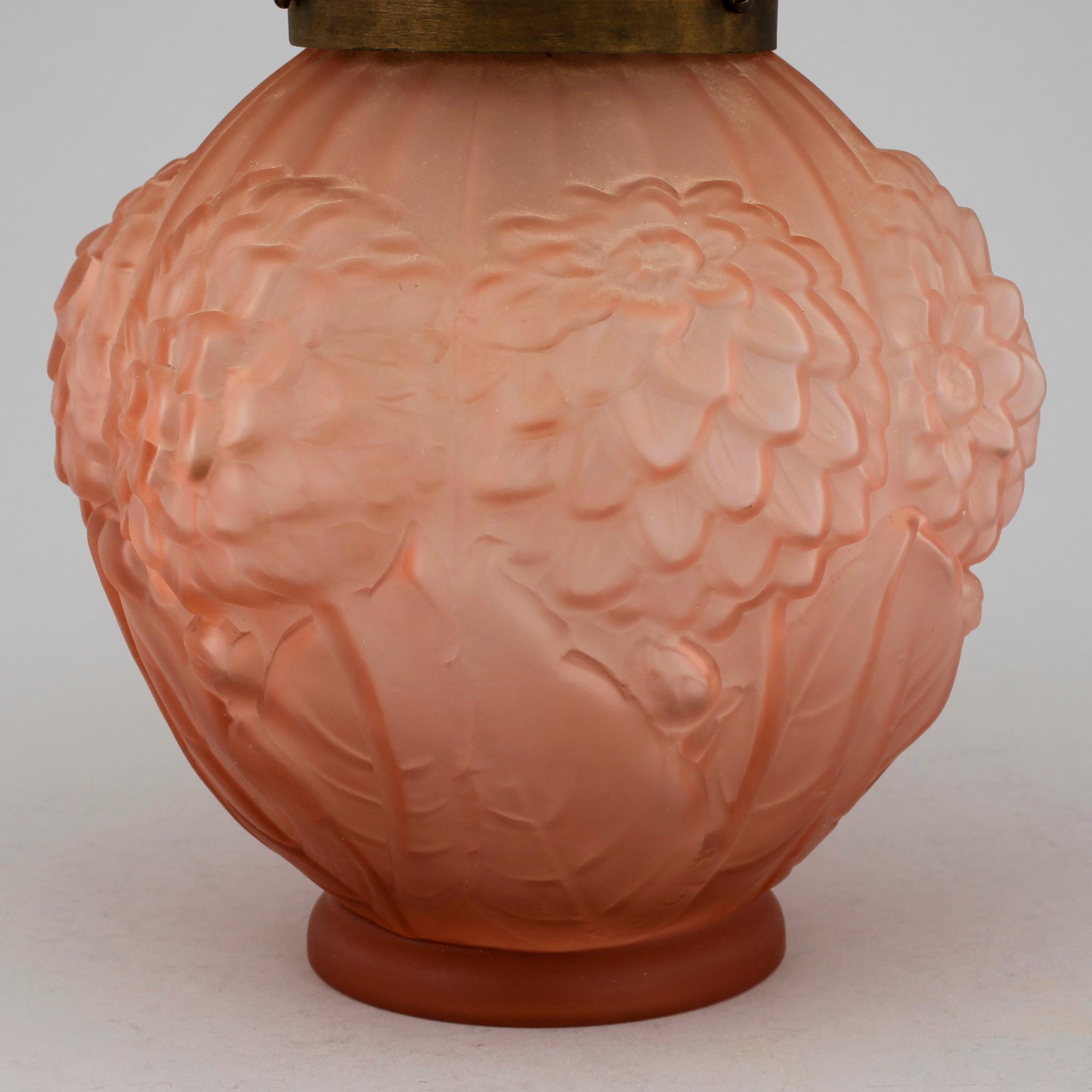 BORDSLAMPA, glas, P. De Cagny, Jugendstil, Frankrike, 1900-talets andra hälft.