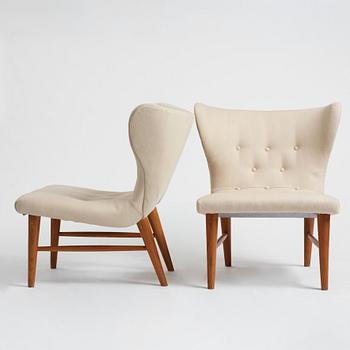 Erik Bertil Karlén, a pair of Swedish Modern easy chairs for Firma Rumsinteriör, Stockholm 1940's.