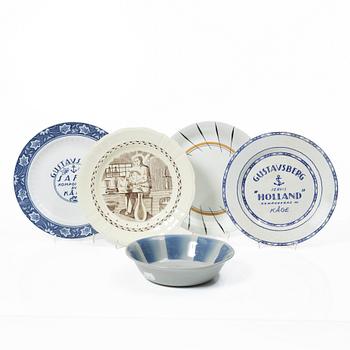 Wilhelm Kåge, Five test plates, porcelain and stoneware, Gustavsberg, 1920s-50s.