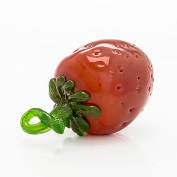 Oiva Toikka, glasfigurin, "Jordgubb" signerad O. Toikka Nuutajärvi.