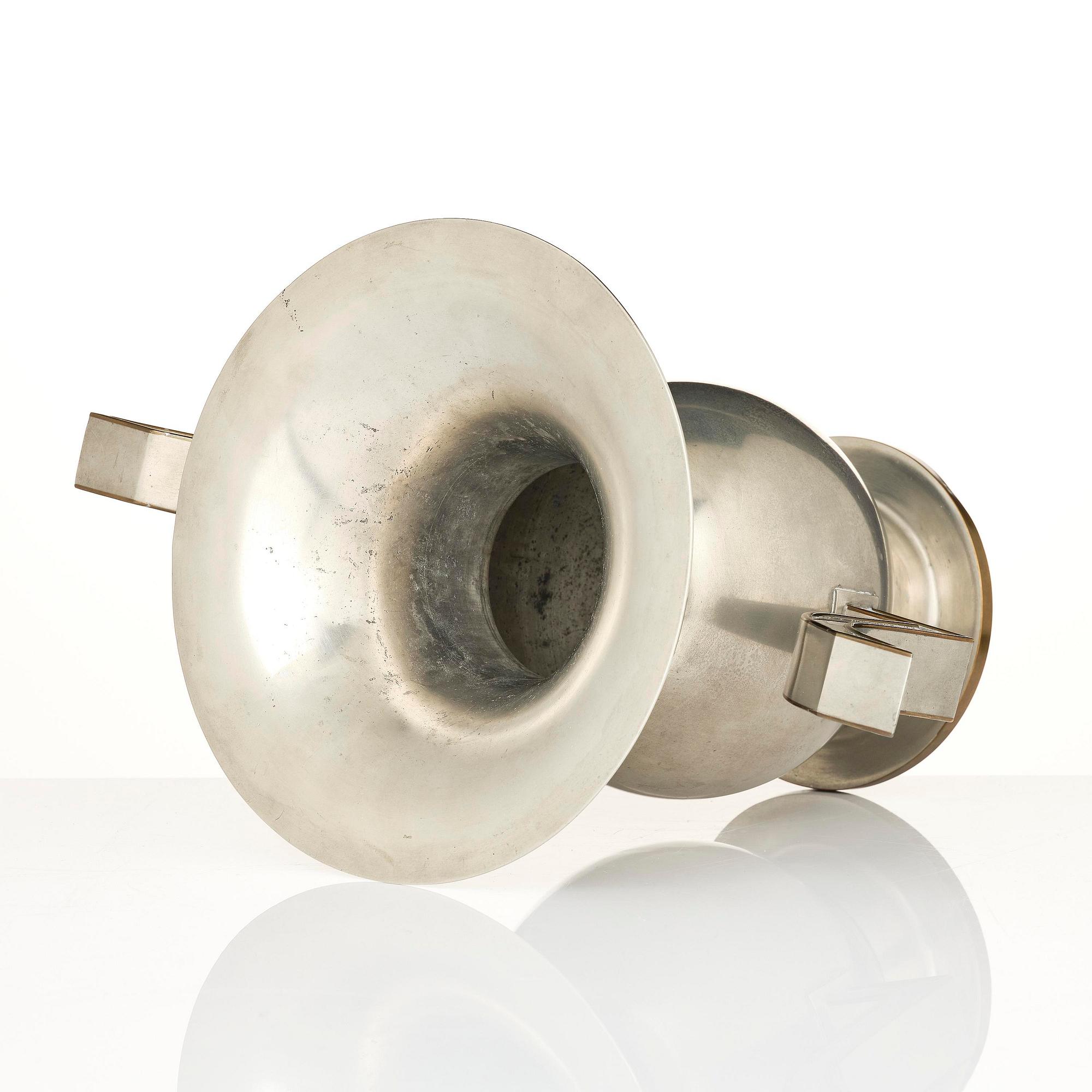 Nils Fougstedt, a rare pewter and brass vase model A 903, Firma Svenskt Tenn, Stockholm, 1929.