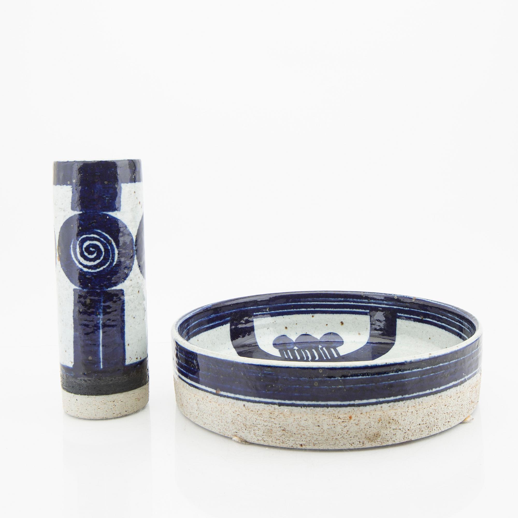 Inger Persson, a glazed stoneware signed vase and bowl from Rörstrand.