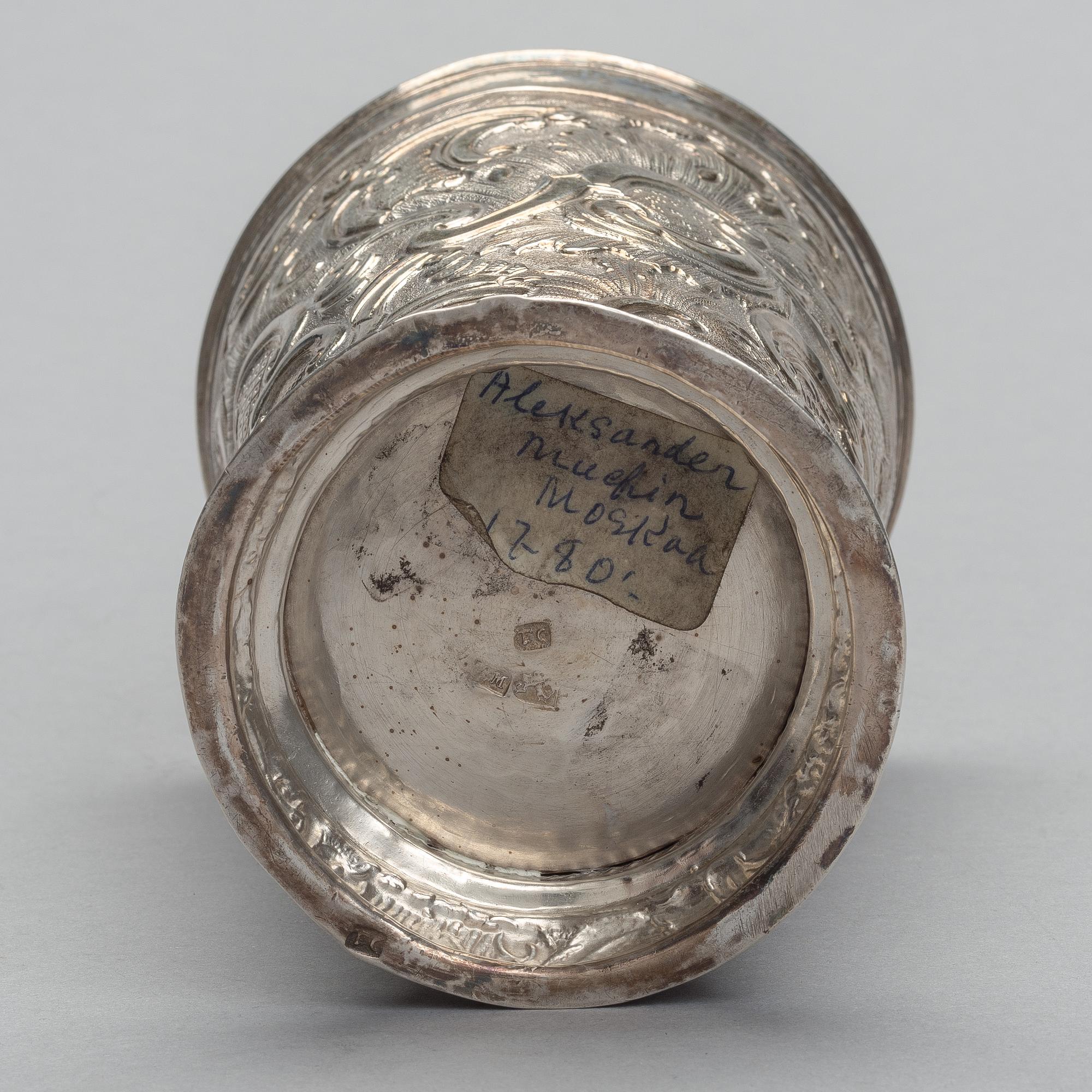 KANNNELLINENPIKARI, hopeaa, Venäjä, Moskova 1770-80-luku, Timofei Silujanov, paino 392 g.