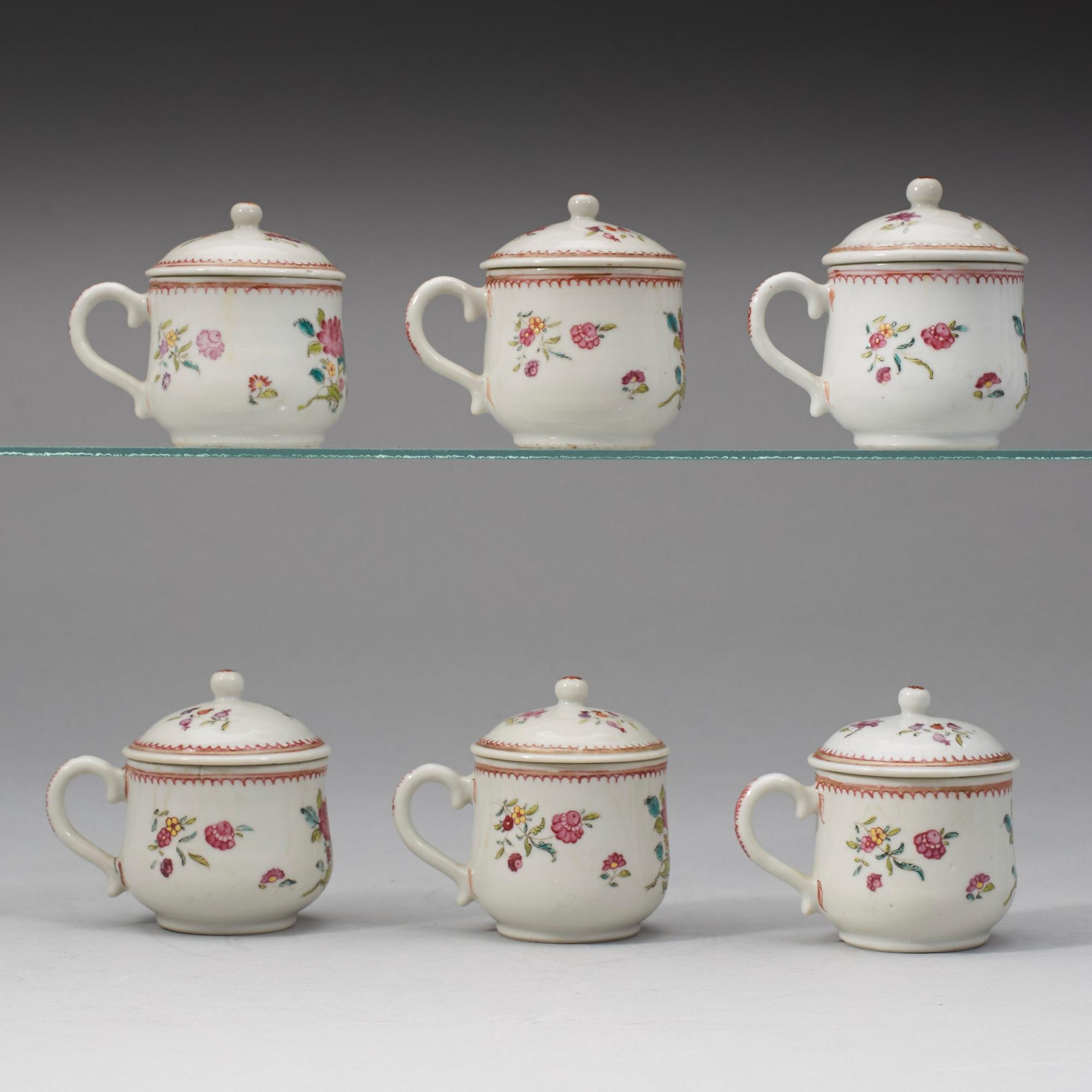 A group of six custard cups with covers, Qing dynasty, Qianlong (1736-95).