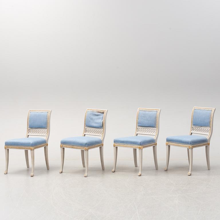 Four chairs, late gustavian, first half of the 19th century.