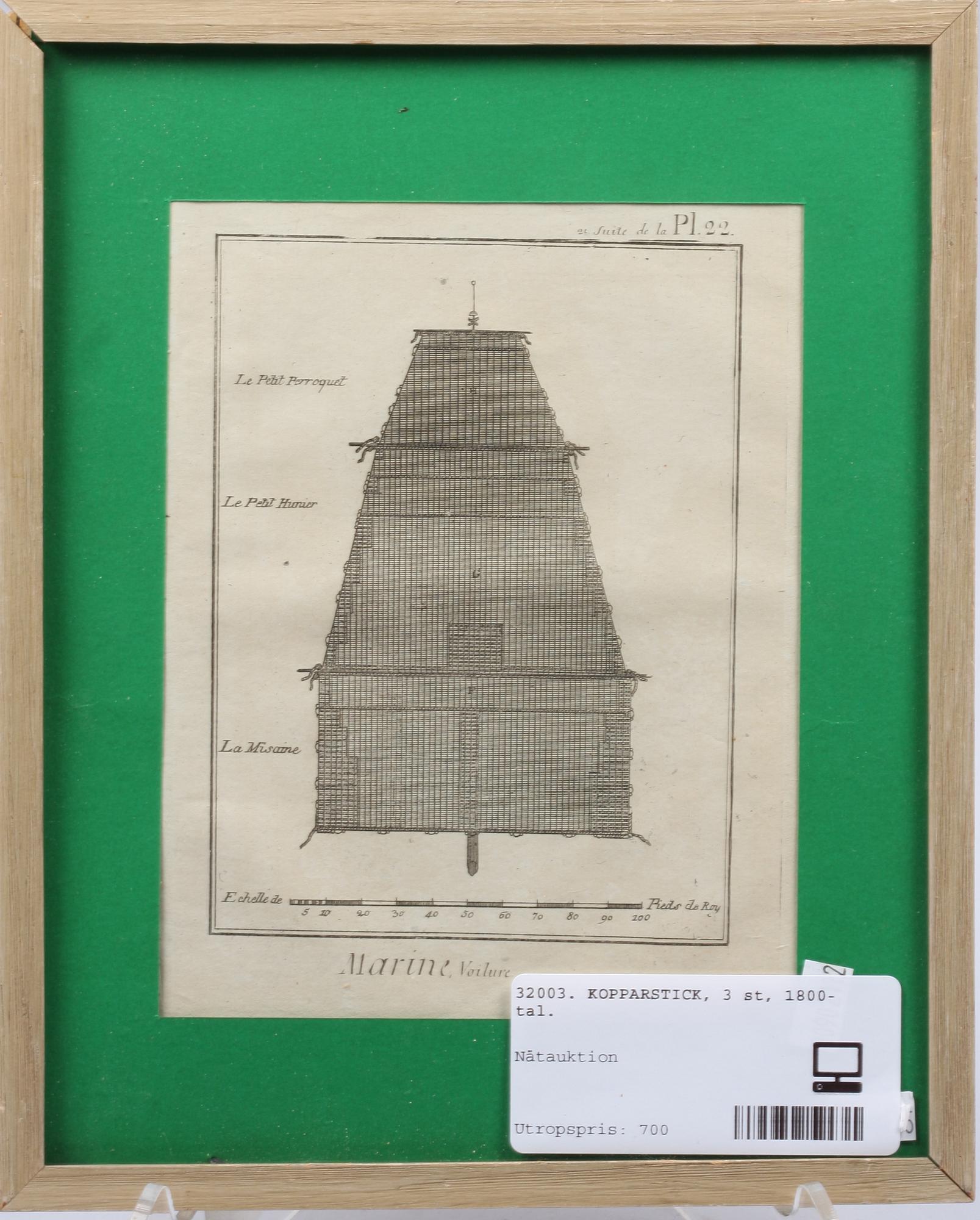 KOPPARSTICK, 3 st, 1800-tal.