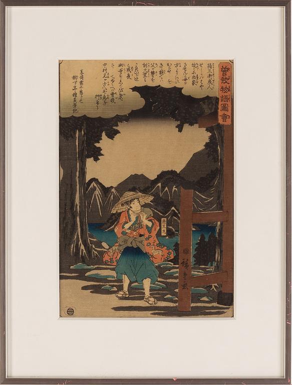 Utagawa Hiroshige I, färgträsnitt, två stycken, 1845-46.