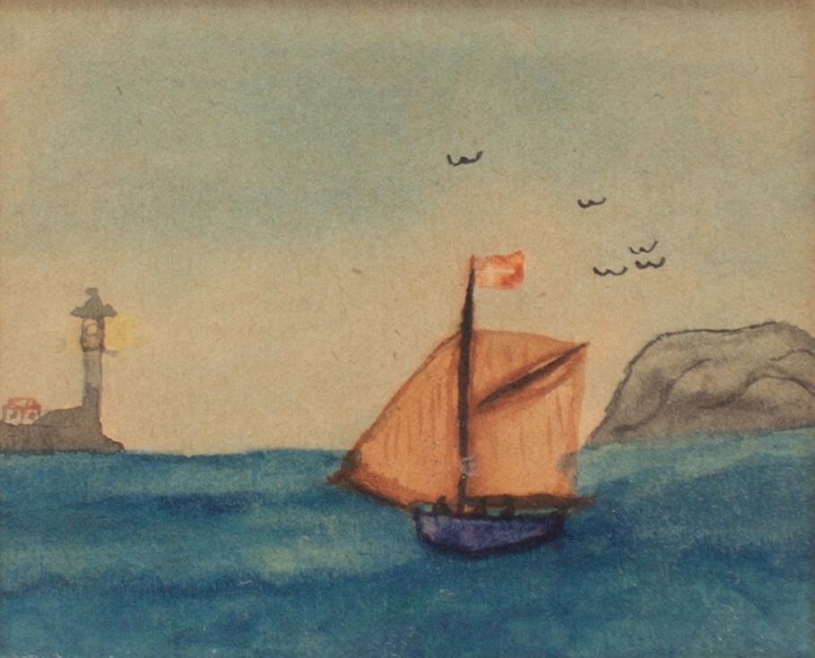 Ivar Arosenius, Sailing boat and lighthouse.