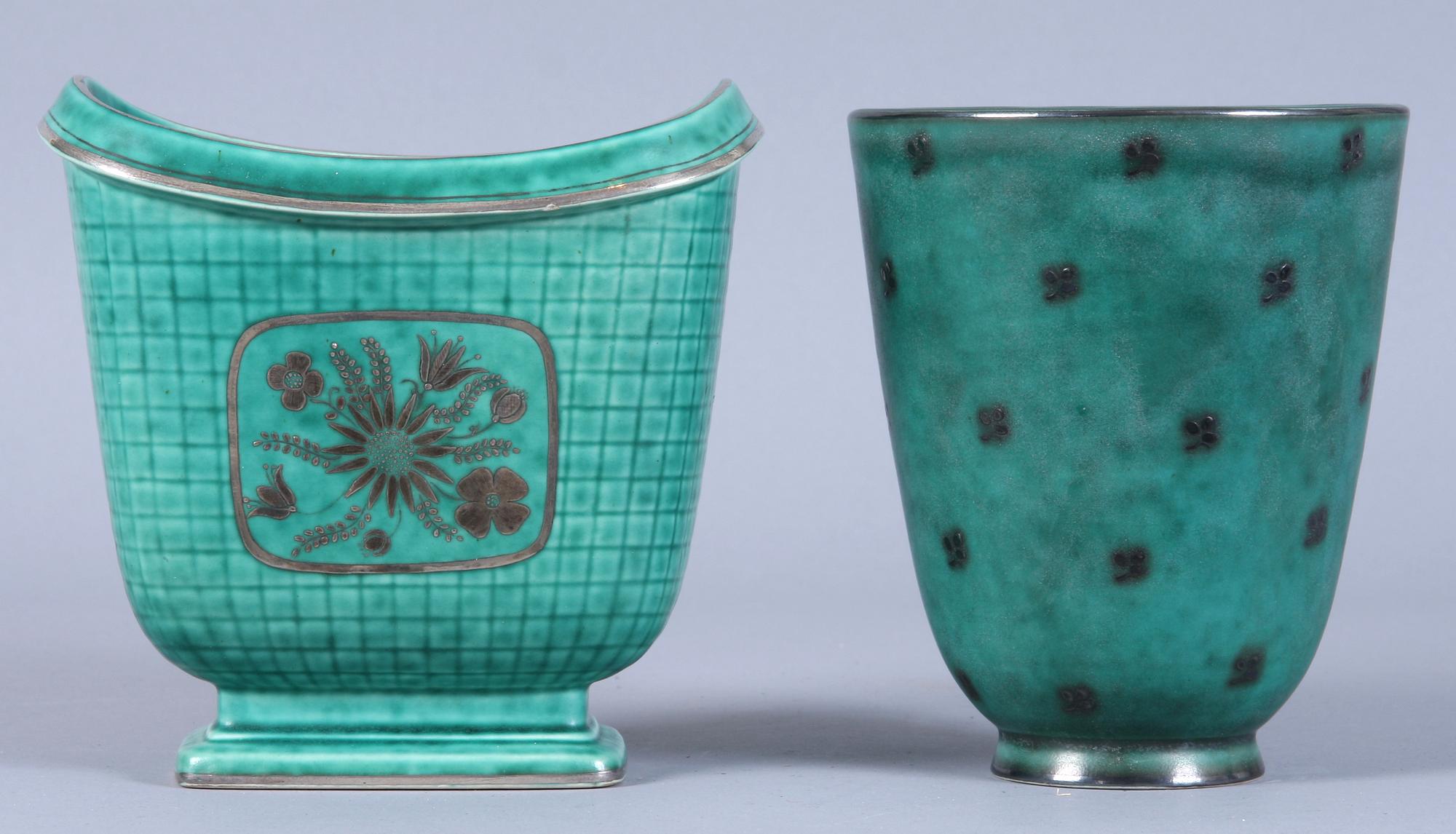 VASER, 2 st, stengods, Argenta, Gustavsberg.