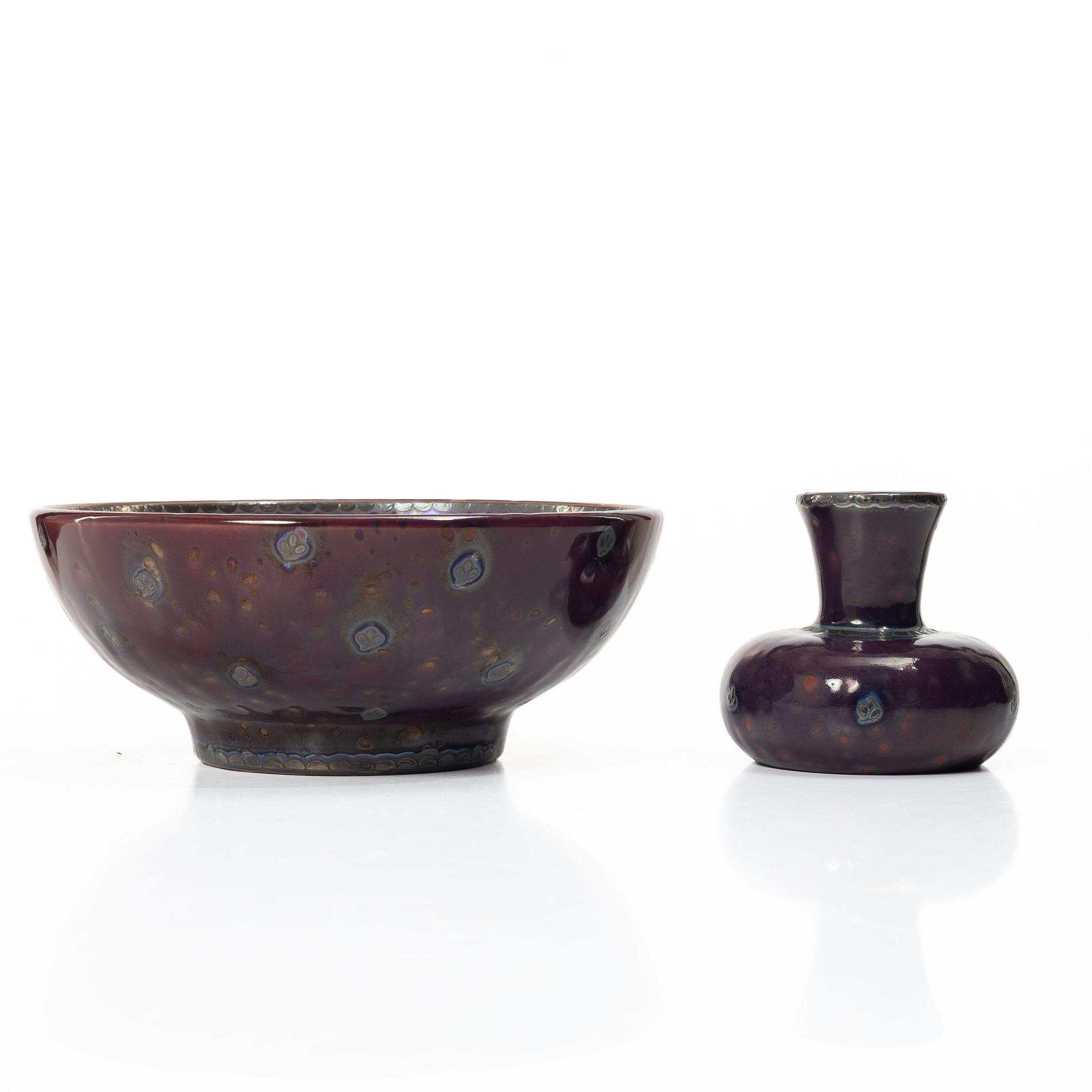Wilhelm Kåge, An 'Argenta' bowl and vase, Gustavsberg.