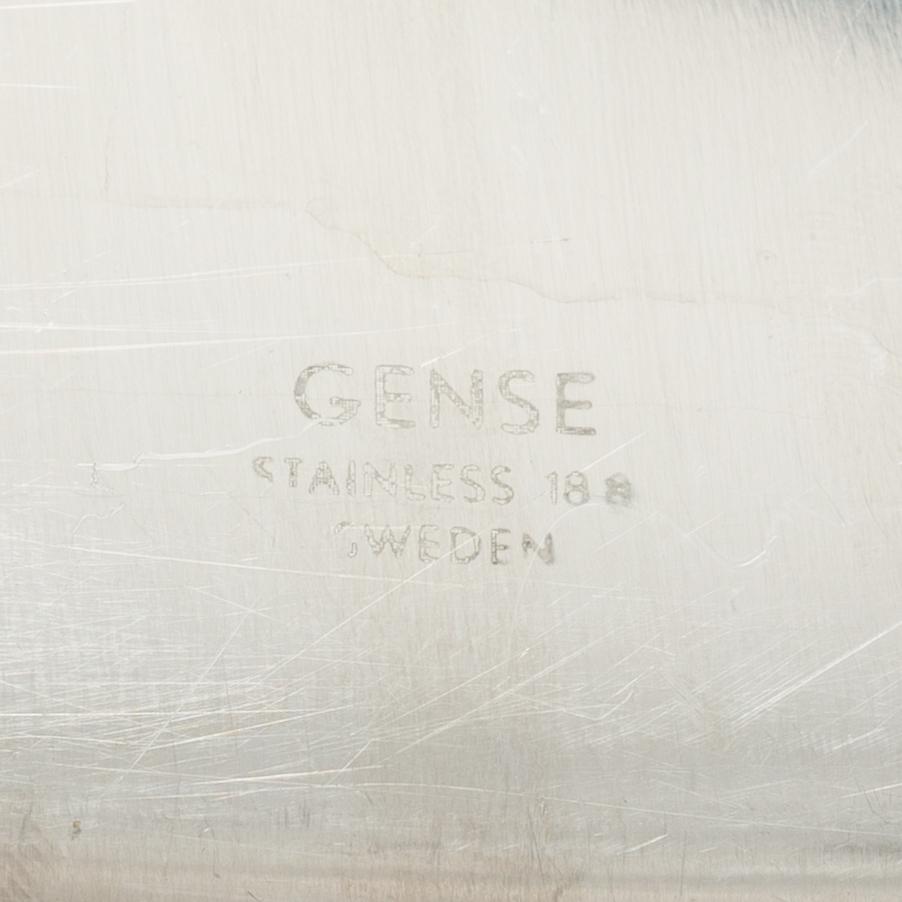 Folke Arström, besticksservis, 92 delar, samt bricka, såssnipa och shacker, rostfritt stål, "Thebe", Gense.