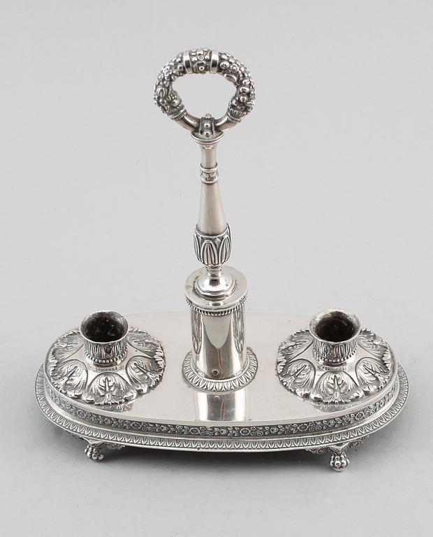 LJUSSTAKE, silver, Paris, 1800-talets första hälft. Vikt ca 350 gram.