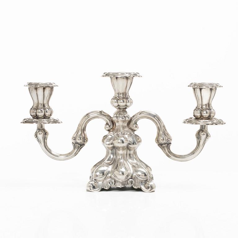 Kandelaber, silver, barockstil, Norge, 1900-tal, svensk importstämpel.