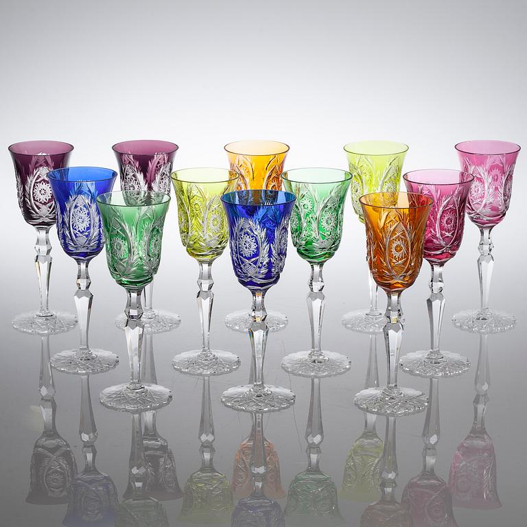 A set of 12 wine glasses from 20th century Germany.