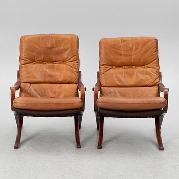 Armchairs, a pair, Göte Möbel, Nässjö, late 20th century.