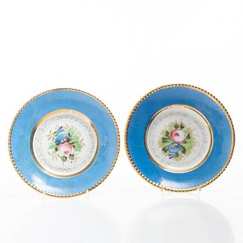 Six Russian plates, Kuznetsov, early 20th Century.