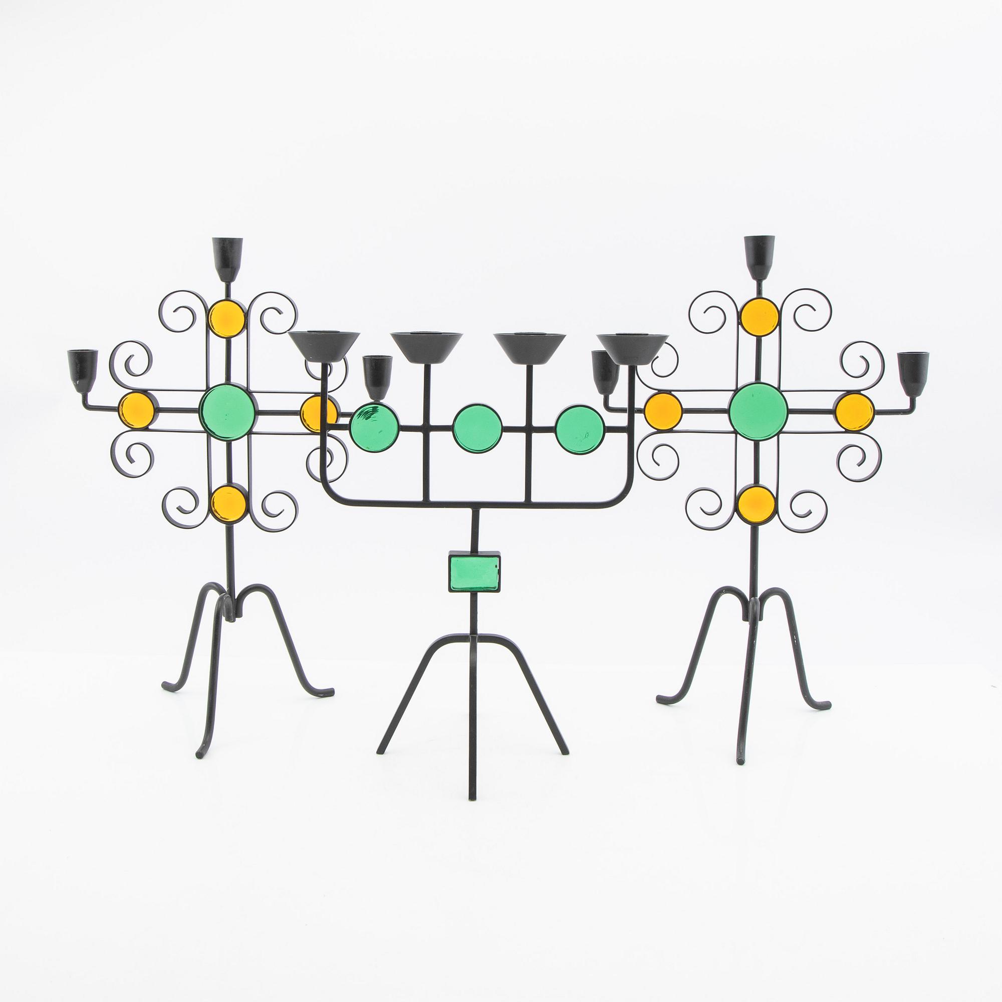 Gunnar Ander, Collection of Candleholders / Candelabra, 14 pieces, Ystad Metall.
