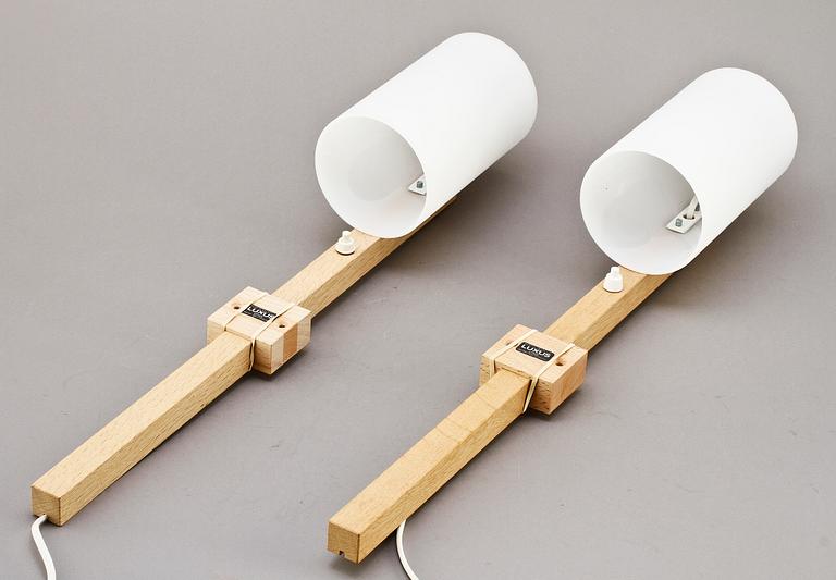 VÄGGLAMPOR, ett par, Uno och Östen Kristiansson, Luxus, 1900-talets tredje kvartal.