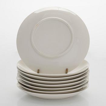 Eight coffee cups with saucers, Friedl Holzer-Kjellberg, Arabia late 1950s, and 7 side plates.