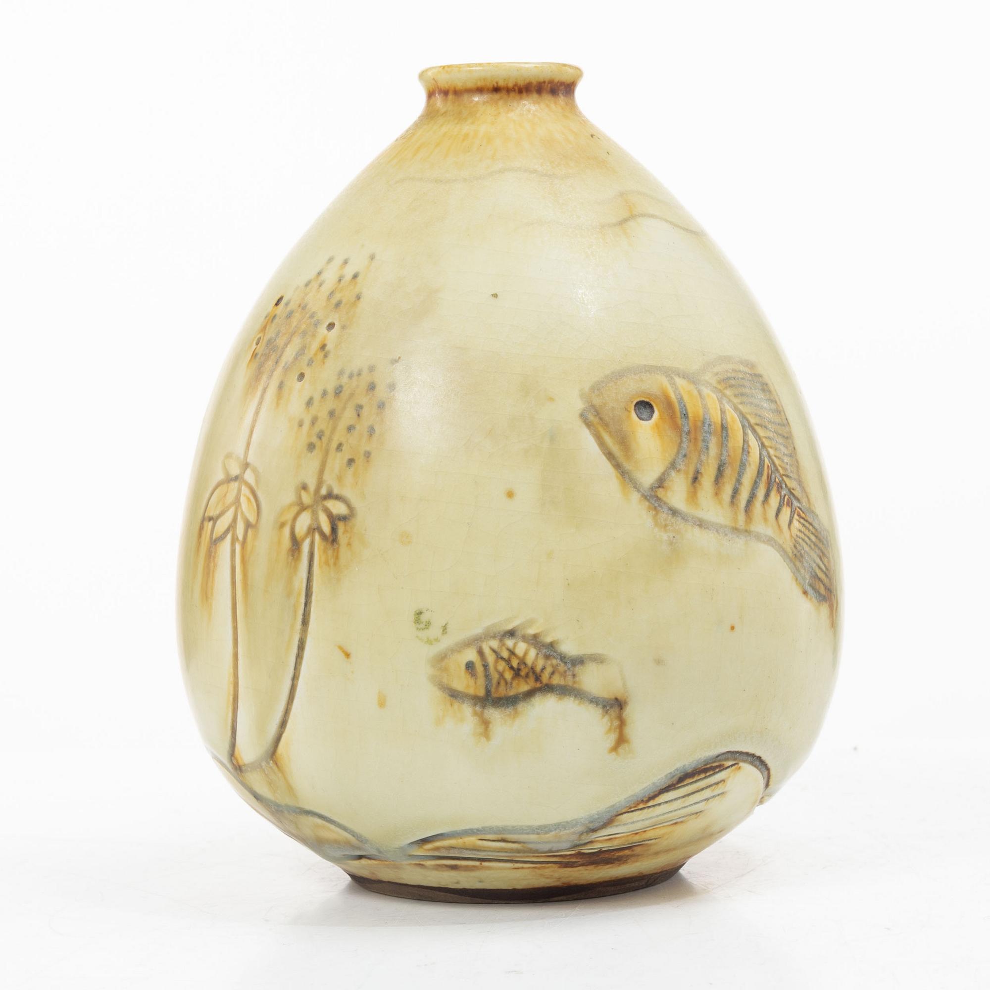 Gertrud Lönegren, a stoneware vase, Rörstrand 1930s-40s.