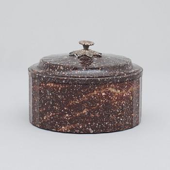 A Swedish Empire 19th century porphyry butter box.