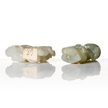 Two Chinese nephrite sculptures of boys, late Qing dynasty.