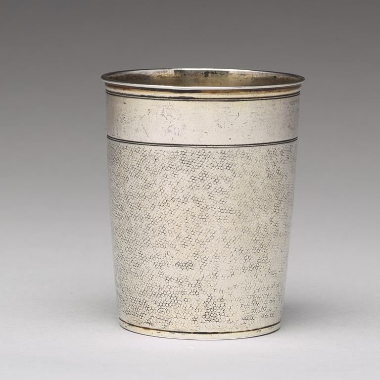 A German 17th century parcel-gilt silver beaker, mark of Thomas Ringler, Nürnberg (1661-1704).