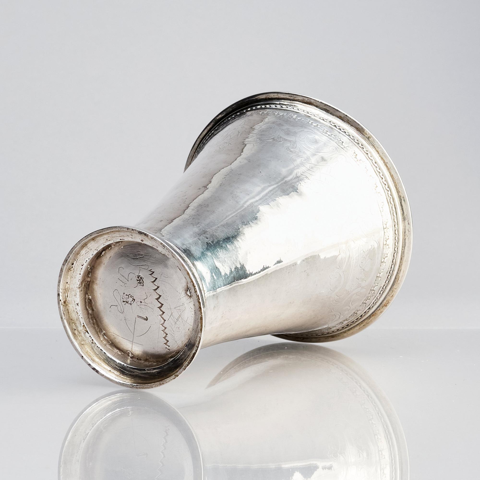 A Swedish 18th century parcel-gilt silver beaker, marks of Lorens Stabeus, Stockholm 1747.