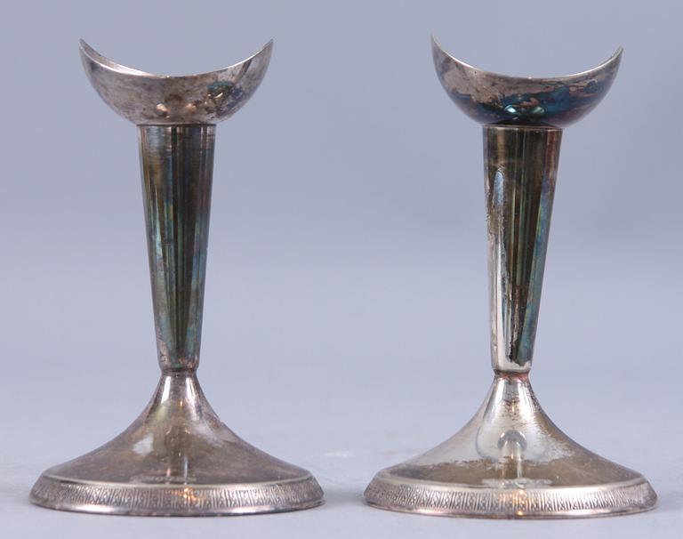 LJUSSTAKAR, ett par, silver, GAB, Stockholm, 1963.