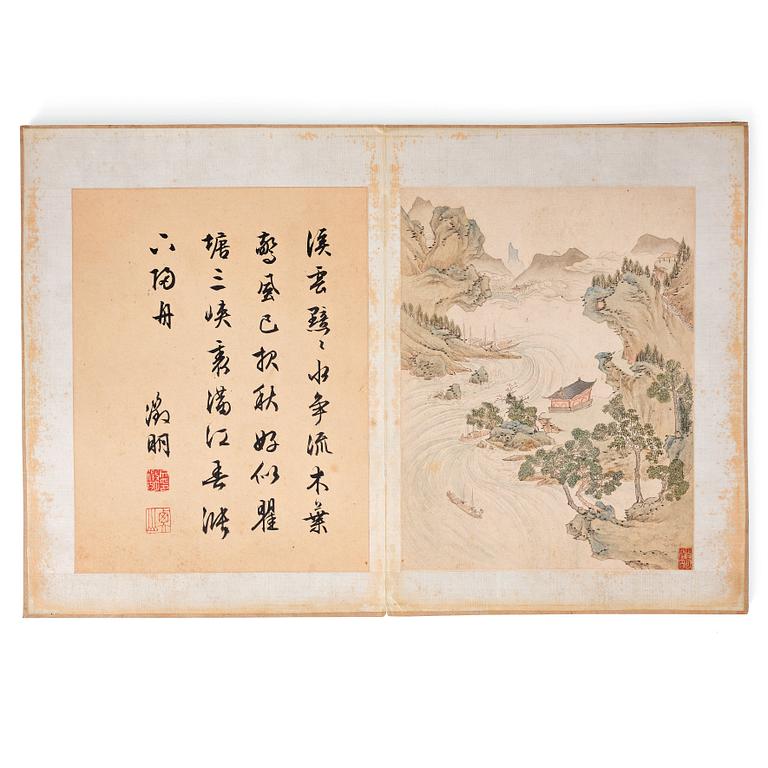 An album with 16 pages in the style of Wen Zhengming (1470–1559), Qing dynasty, 19th Century.