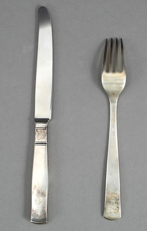 BESTICK, 12 delar, silver "Rosenholm", Guldsmedsaktiebolaget GAB, Stockholm 1956.