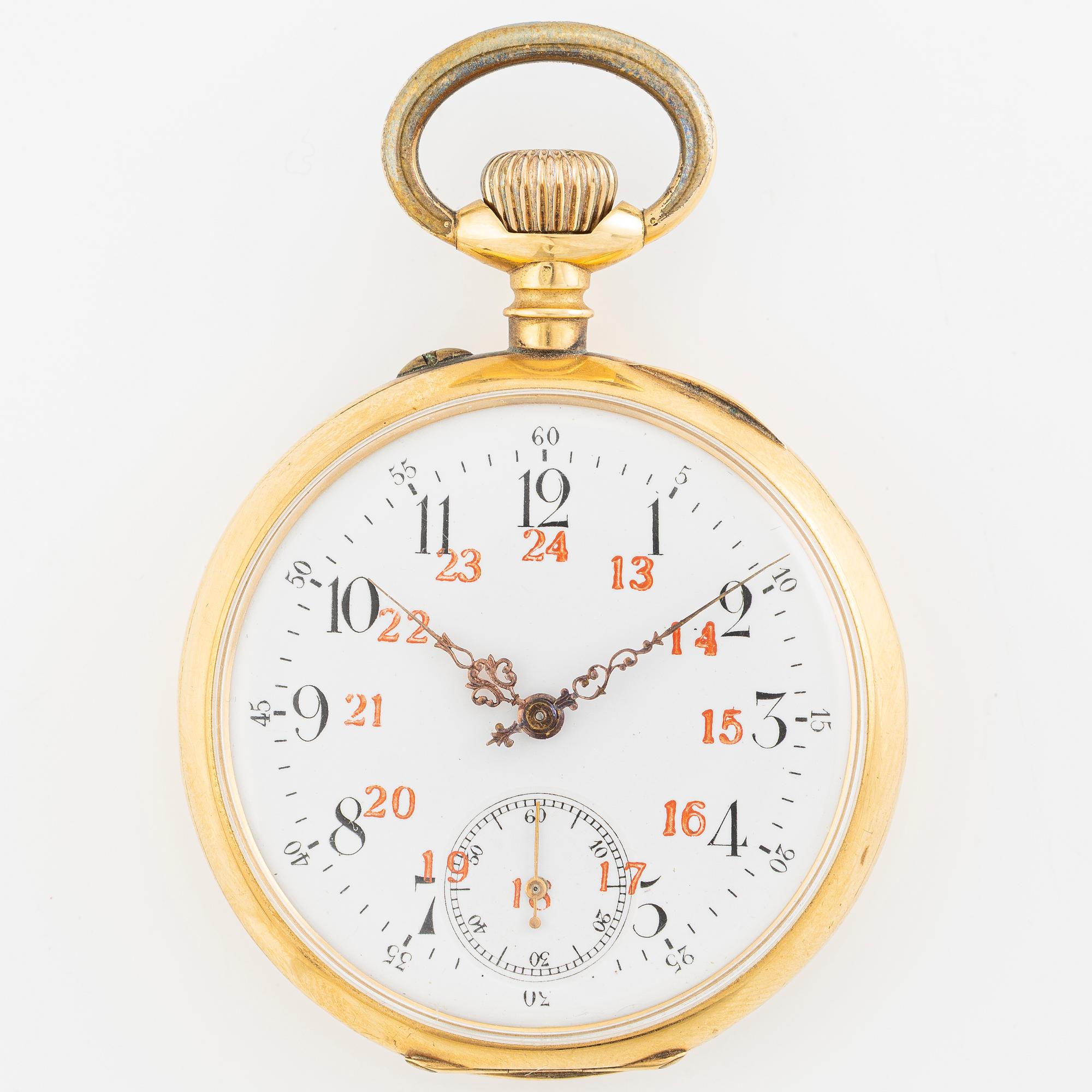 Pocket watch, 18K gold, 47 mm.