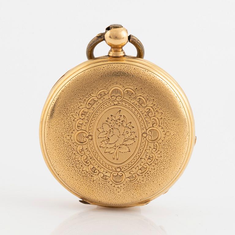 Pocket watch, 18K gold, 36 mm.