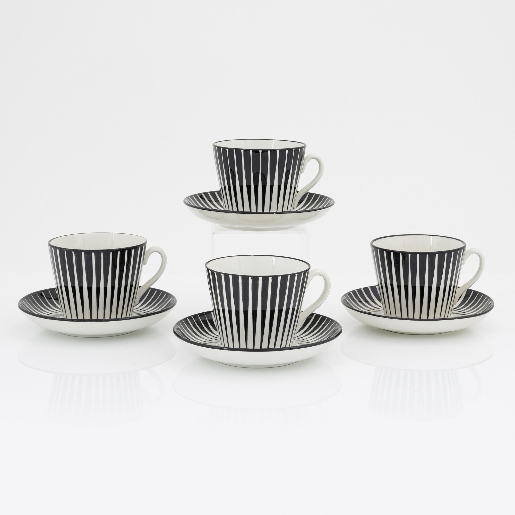 A set of four teacups with saucers  by Eugen Trost for Gefle.