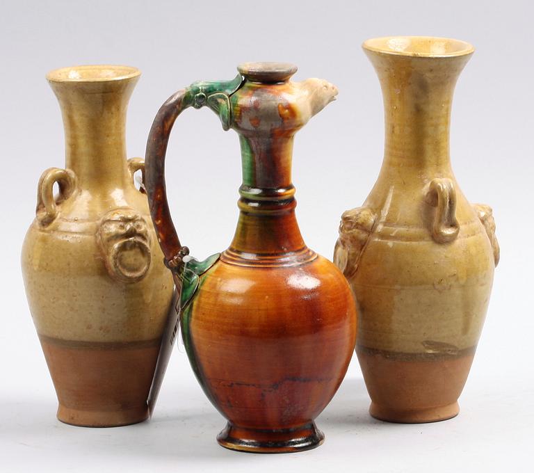 PARTI ORIENTALISKT, 3 delar, lergods. 1900-tal.