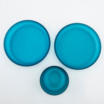 Cup and plates, 3 pieces, Venini, Murano, Italy, second half of the 20th century.