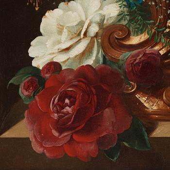 Theodor Schröder, Stilleben med blommor och fjärilar respektive frukter och fågel.