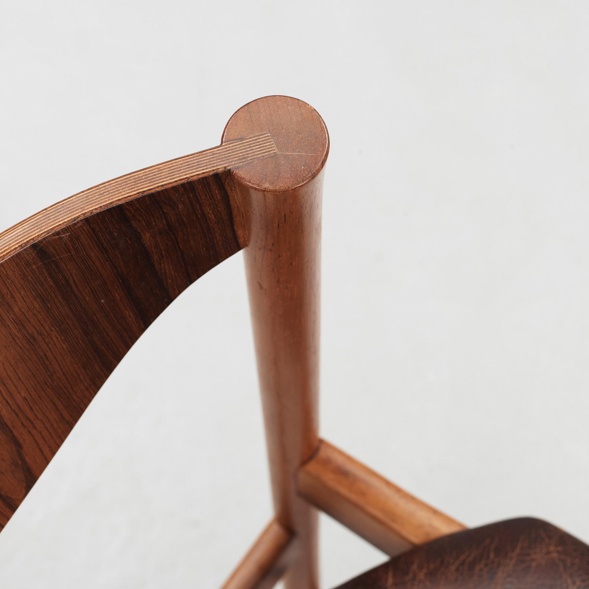 A set of eight Ib Kofod Larsen palisander chairs, Säffle Möbelfabrik, Sweden 1960's.