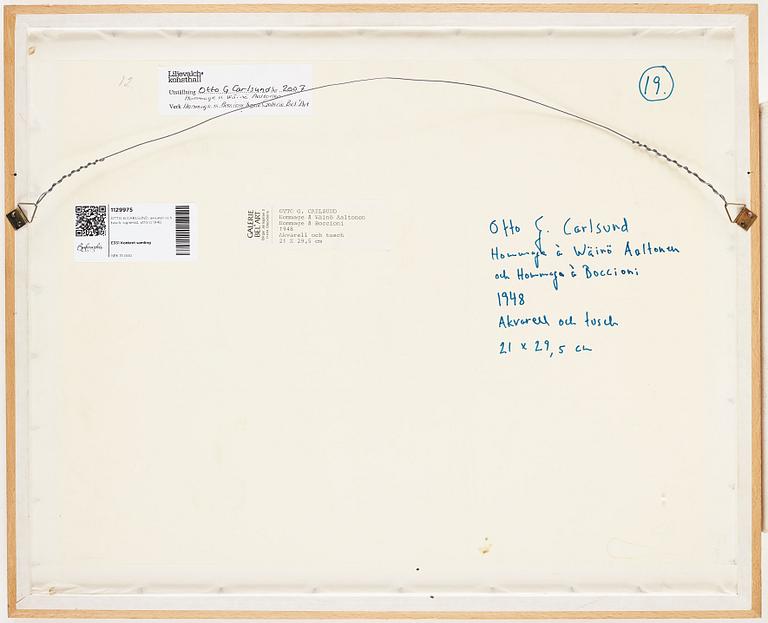 OTTO G CARLSUND, watercolor and indian ink, signed, executed in 1948.