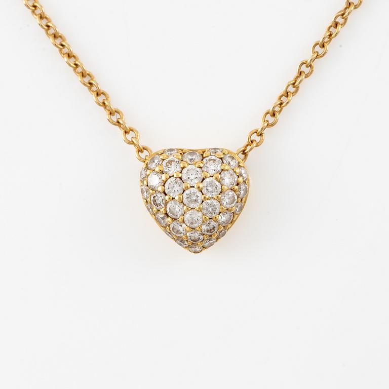 Engelbert, collier, "pavé heart", 18K guld med briljantslipade diamanter.