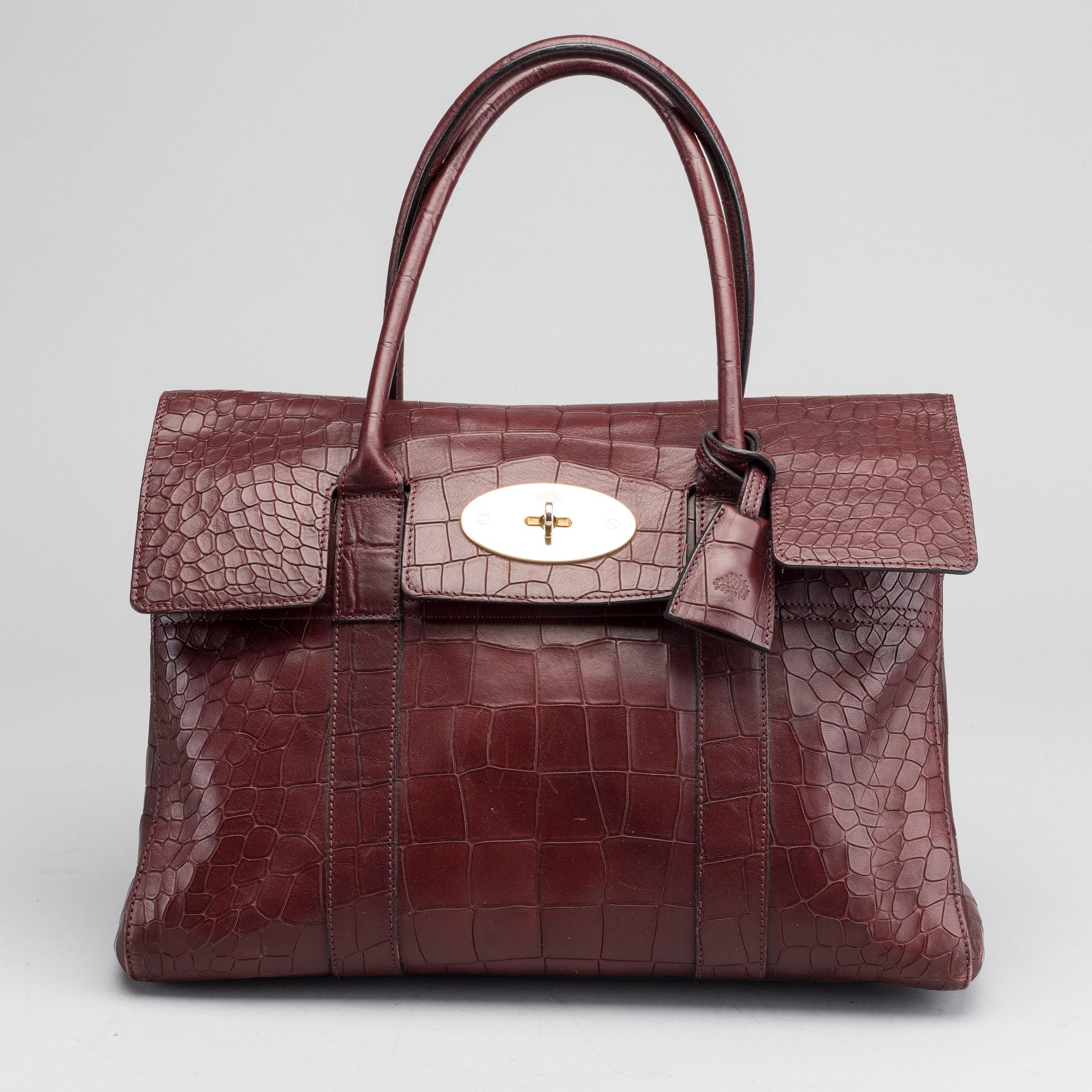 MULBERRY Bayswater Oxblood Deep Embossed Croc Print