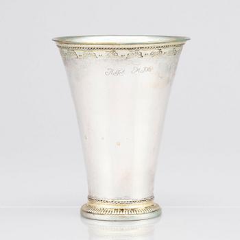 A Swedish 18th Century parcel-gilt silver beaker, maker's mark Johan Pettersson Berg, Norrköping, 1766.