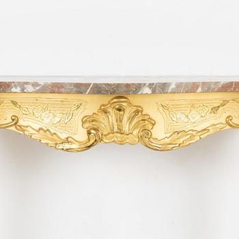 Spegel med konsolbord, rokokostil, 1900-tal.