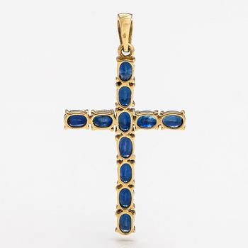 Kors, 18K guld och safirer och diamanter ca 0.035 ct tot.
